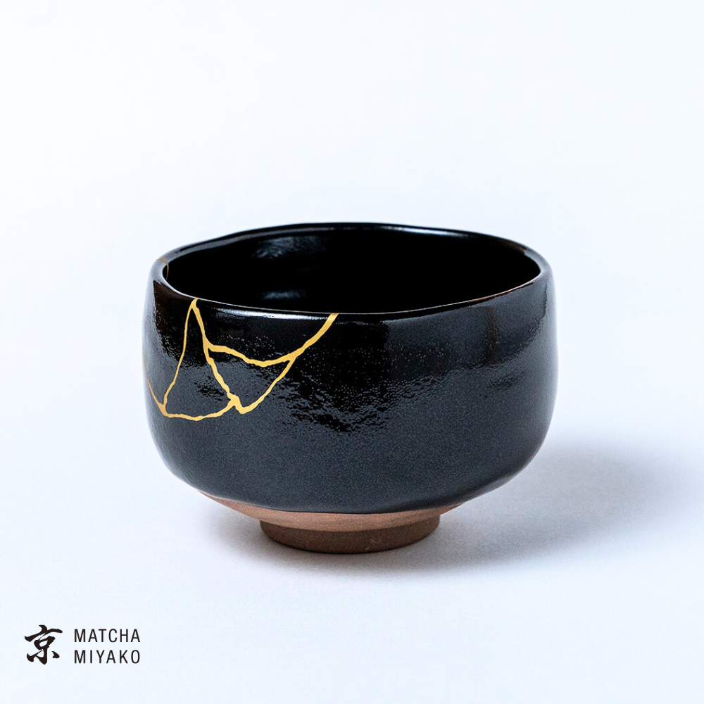 Chawan - Japanese Tea Bowl, Tenmoku kintsugi style (black