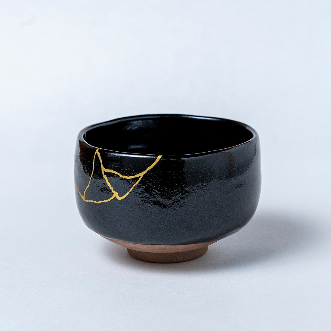 4 darabos japán tea szett - Tenmoku kintsugi fekete változat