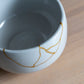 Matcha bowl (Chawan) Tenmoku kintsugi style white